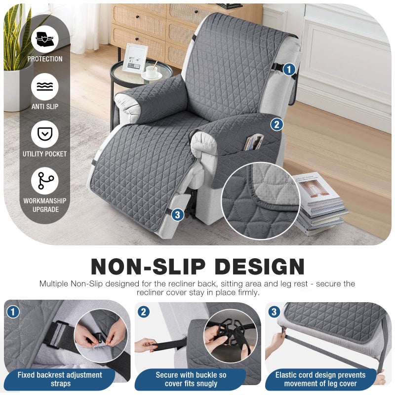 TAOCOCO 100% Waterproof Recliner Cover - Recliner Cover with Non-Slip Granule, Recliner Chair Covers with Elastic Band, Recliner Chair Covers for Reclining Chair(Dark Grey, Small-22'') - Image 3