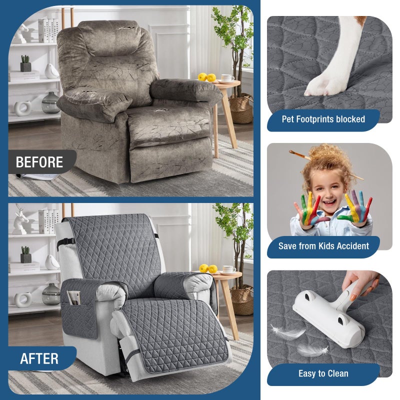 TAOCOCO 100% Waterproof Recliner Cover - Recliner Cover with Non-Slip Granule, Recliner Chair Covers with Elastic Band, Recliner Chair Covers for Reclining Chair(Dark Grey, Small-22'') - Image 4