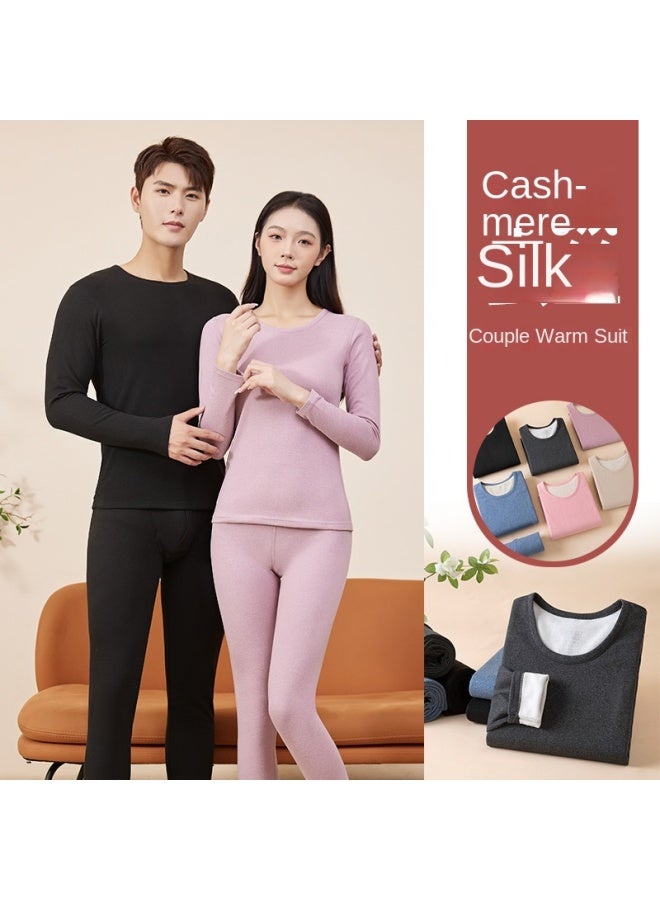 ملابس داخلية حرارية للرجال من كشمير حرير قطن سميك لونغ جونز ملابس شتوية دافئة من الف fleece مجموعة ملابس داخلية ساخنة - Image 2