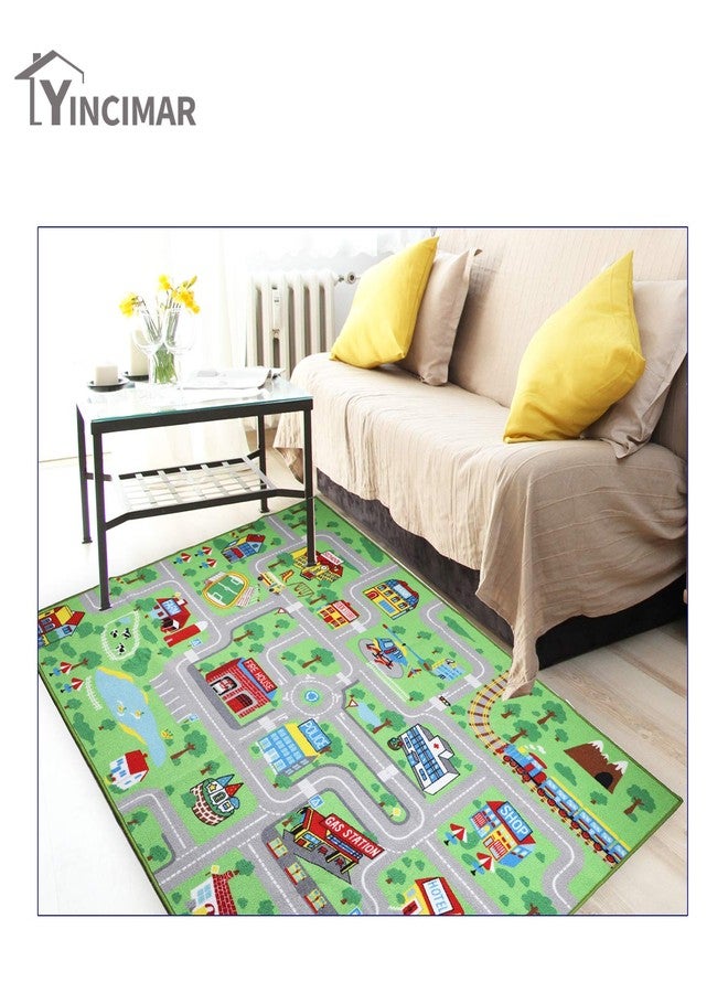 Yincimar Kids Carpet Playmat Rug, 5' x 6'6" Extra Large City Life Educational Car Rug for Baby Toddler Boy Bedroom Playroom - Image 3