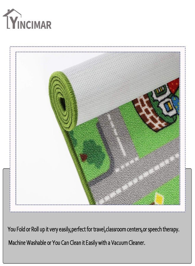 Yincimar Kids Carpet Playmat Rug, 5' x 6'6" Extra Large City Life Educational Car Rug for Baby Toddler Boy Bedroom Playroom - Image 4