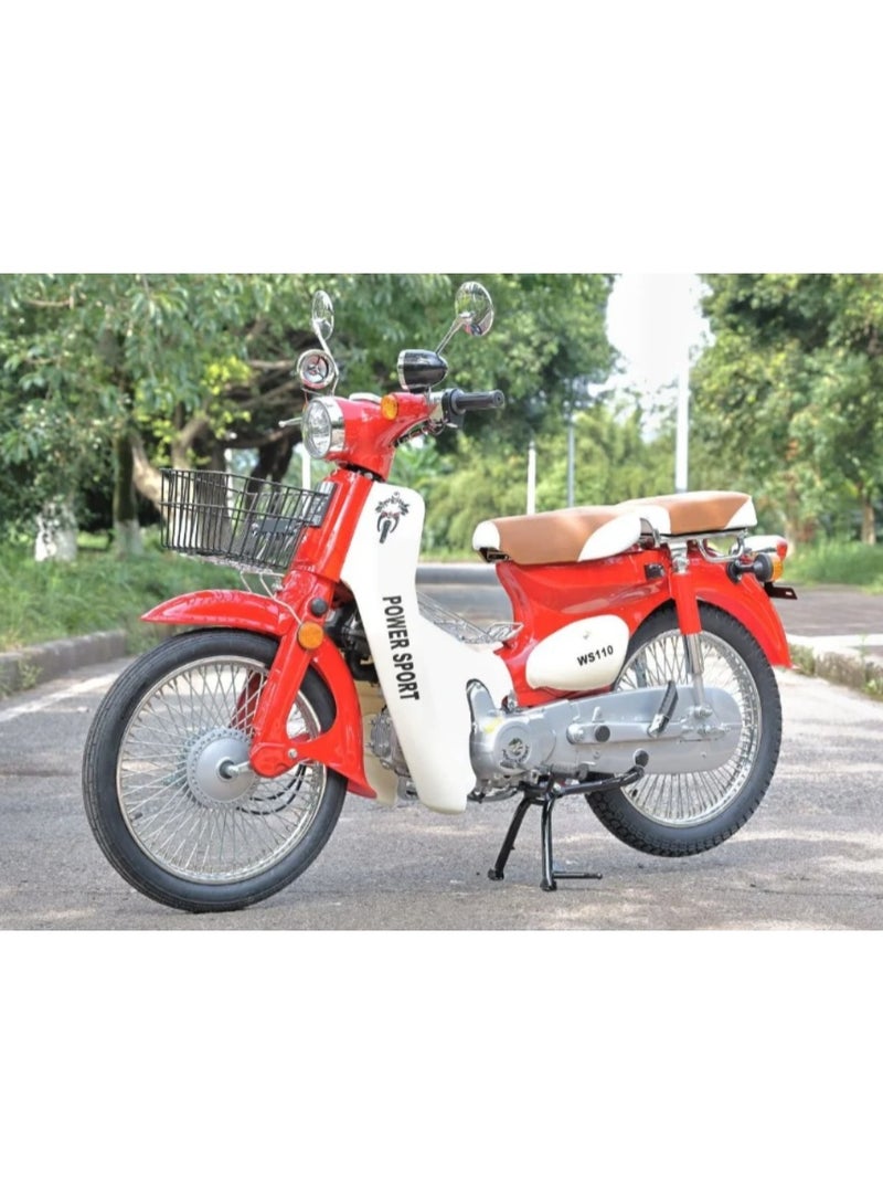 Classic motorcycle similar to the Honda 110, red color - WS110 - Image 1