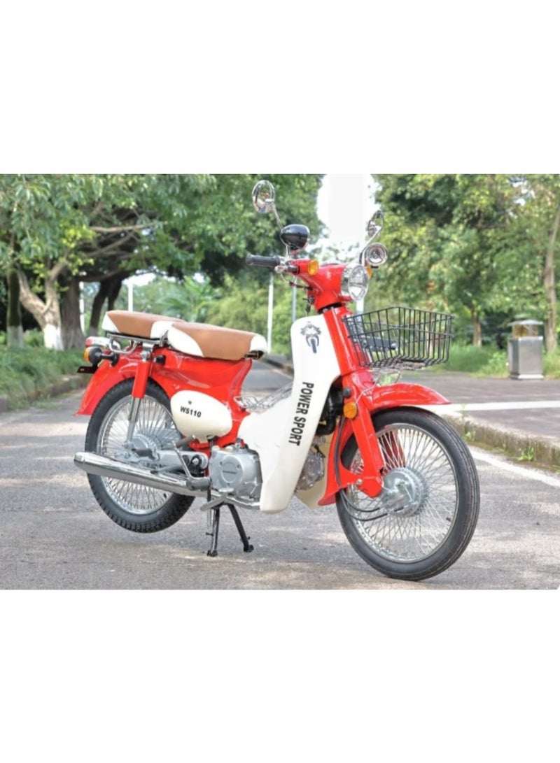 Classic motorcycle similar to the Honda 110, red color - WS110 - Image 2