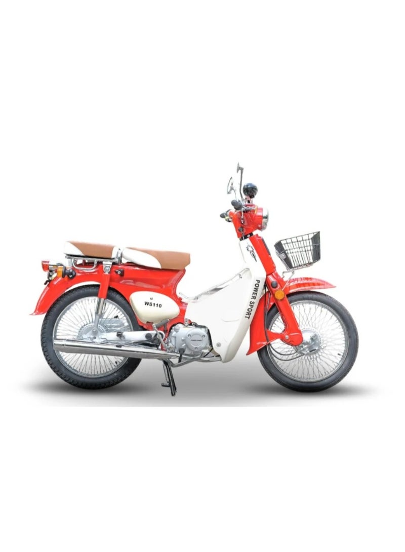 Classic motorcycle similar to the Honda 110, red color - WS110 - Image 3