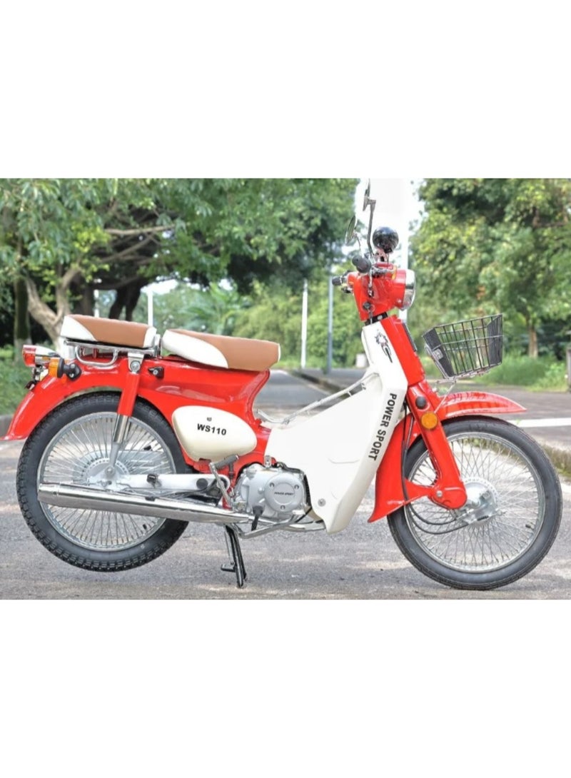 Classic motorcycle similar to the Honda 110, red color - WS110 - Image 4
