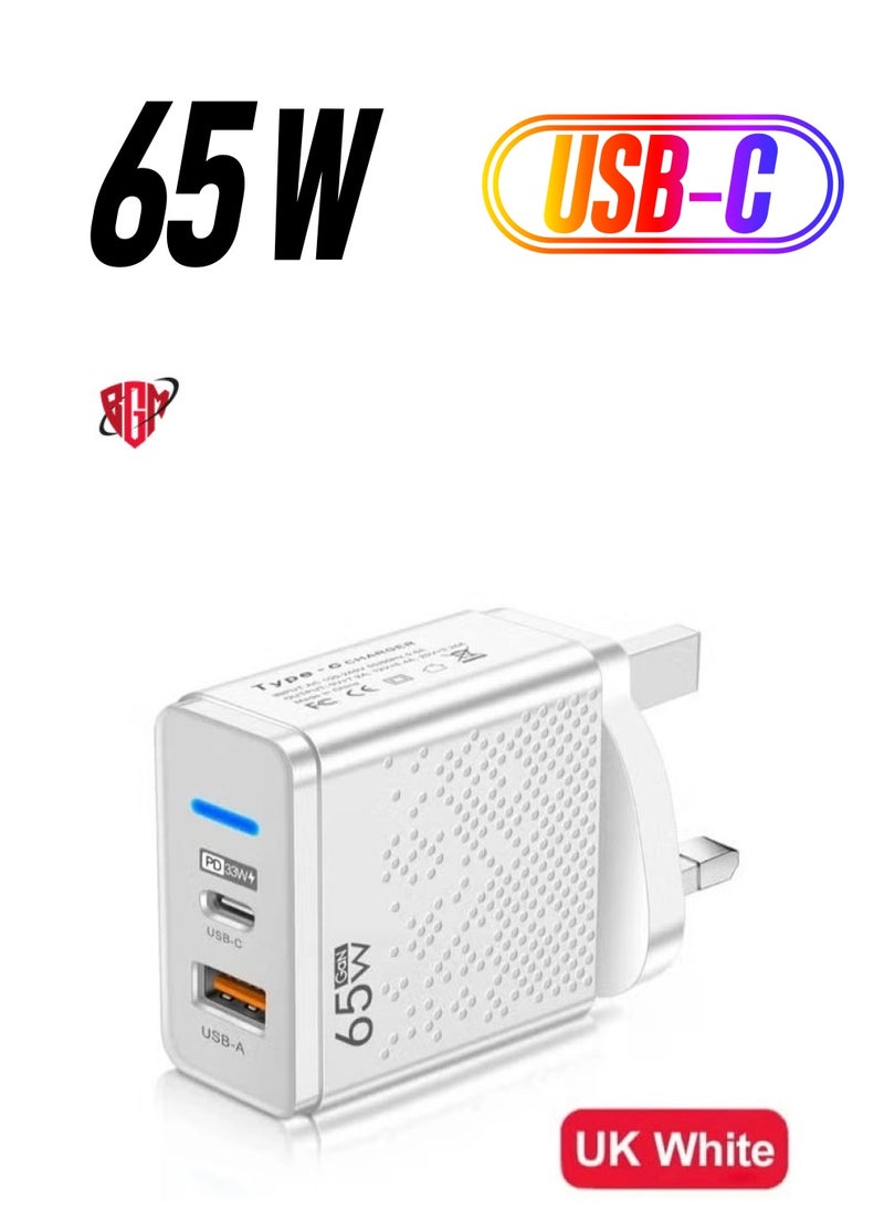 BGM - 65W GaN USB-C Power Adapter | Dual Type-A & Type-C Wall Charger Compatible with Steam Deck, iPhone, iPad, OnePlus, Huawei, Lenovo, HP, Asus, Xiaomi, Samsung Fast Charging GaN Technology - Image 1
