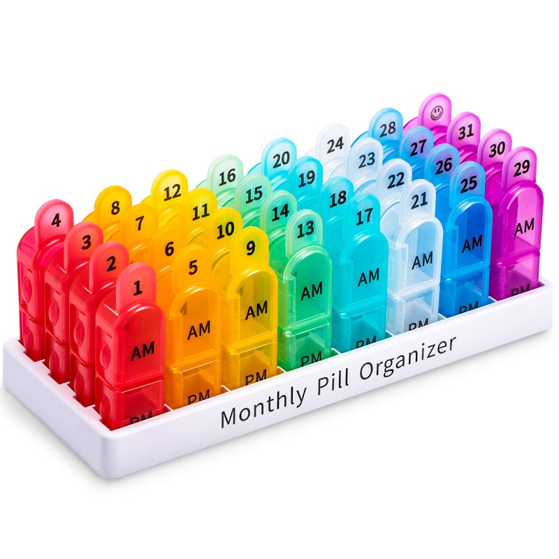 Portable storage medicine box 31 days large capacity portable medicine box, no BPA vitamin medicine storage box - Image 1