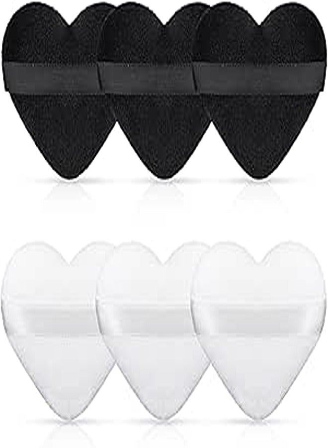 6 Pieces Makeup Puff Heart Shape Powder Puff Love Makeup Puff Beauty Puff Soft Face Blender Puff Makeup Tool for Women Girls Cosmetics Foundation Mineral Powder Wet Dry (Black, White)