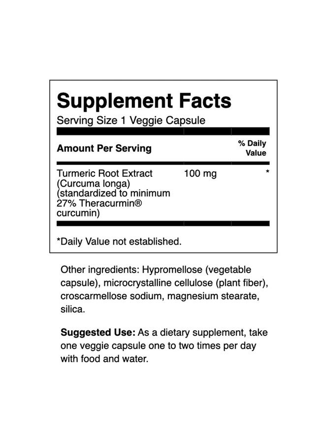 SWANSON Theracurmin Herbal Supplement Supporting Joint Health  Mobility Formulated For High Absorption 30 Capsules 100Mg Each - Image 3