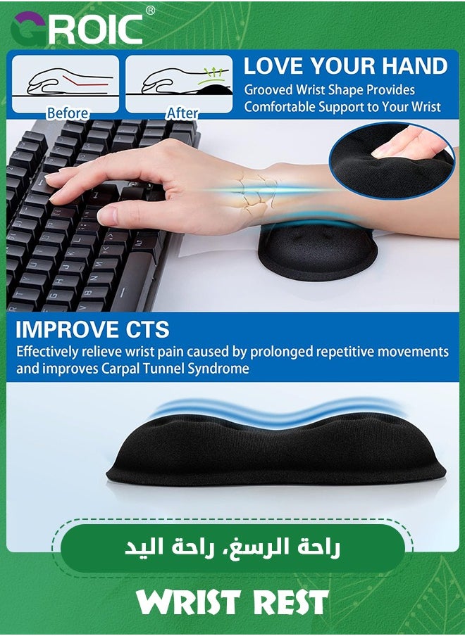GROIC 2 Pack Mouse Wrist Rest Support, Memory Foam Mouse Wrist Rest Pad Support Cushion, Superfine Fibre Soft Ergonomic Hand Rest Support  - Image 3