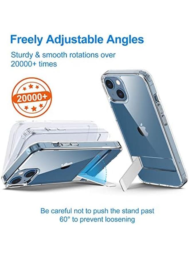 جي تيك جراب حامل لهاتف iPhone 13 مقاس 6.1 بوصة يدعم الشحن اللاسلكي، جراب هاتف نحيف مقاوم للصدمات مع حامل معدني ثلاثي الاتجاهات شفاف - Image 4