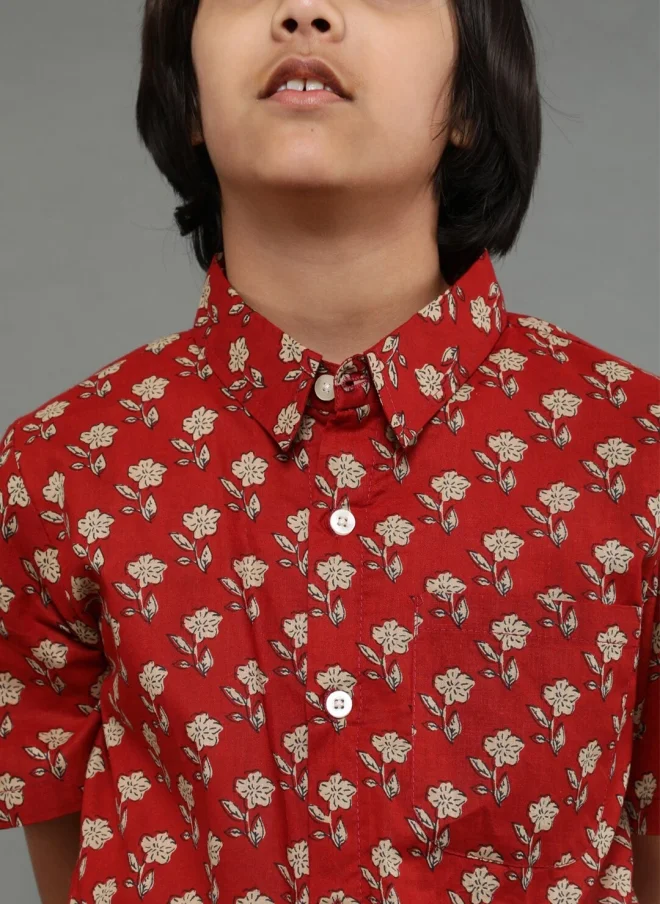 أيه كيه إس Rust Polka Dot Printed Casual Shirt for Boys