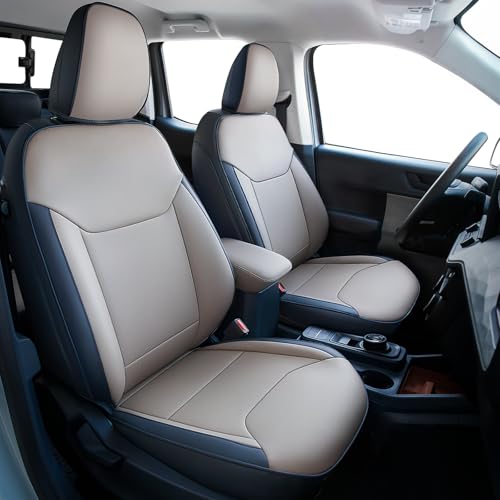 Carlimeki Leather Seat Covers Custom Fit for Maverick 2022-2026, Compatible with XL, XLT, Lobo, Lariat, Tremor Model - Armrest Covers Included - Faux Leather, Fully Covered, Fit Like a Glove - Image 1