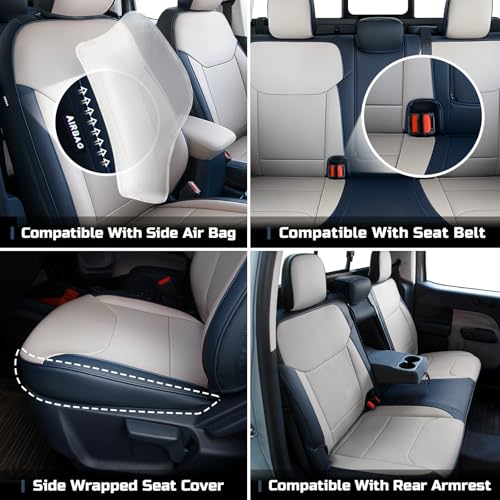 Carlimeki Leather Seat Covers Custom Fit for Maverick 2022-2026, Compatible with XL, XLT, Lobo, Lariat, Tremor Model - Armrest Covers Included - Faux Leather, Fully Covered, Fit Like a Glove - Image 5