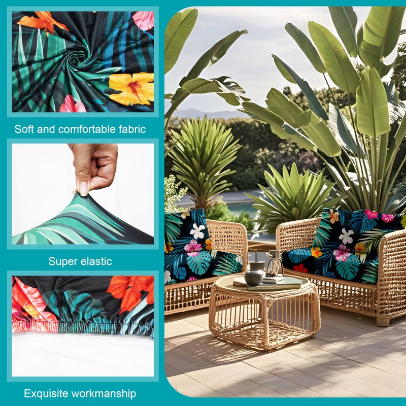 BIETYONE 12 Pcs Stretch Patio Cushion Covers,Outdoor Couch Covers Replacement,Outdoor Couch & Sofa Slipcovers,for Patio Furniture Cushion Covers,Washable Reusable Furniture Protector (Summer Night ,Cover Only) - Image 3