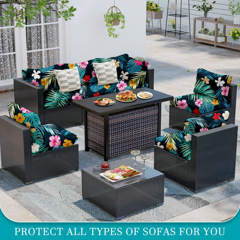 BIETYONE 12 Pcs Stretch Patio Cushion Covers,Outdoor Couch Covers Replacement,Outdoor Couch & Sofa Slipcovers,for Patio Furniture Cushion Covers,Washable Reusable Furniture Protector (Summer Night ,Cover Only) - Image 4