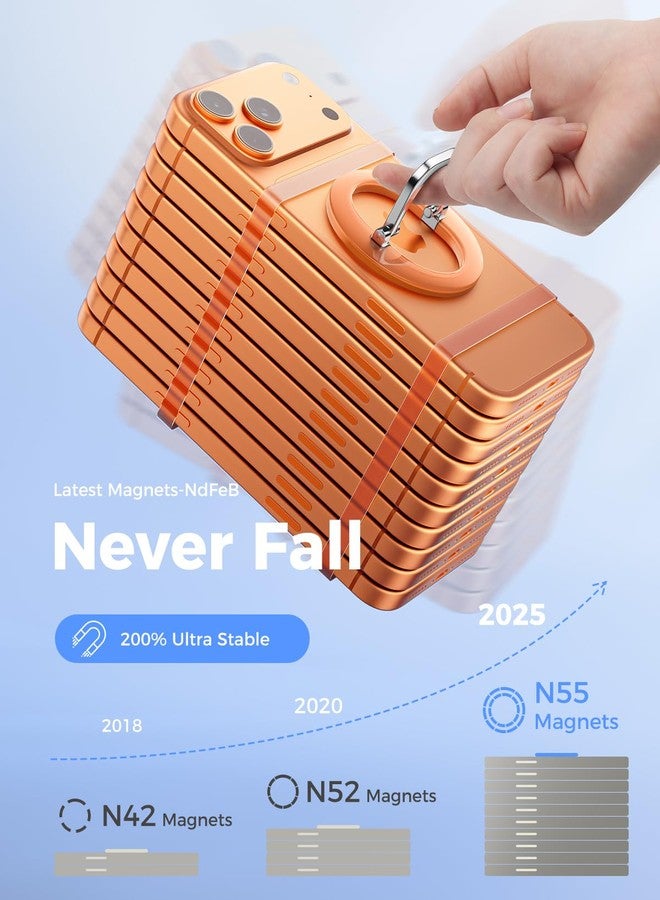 SUPERONE for iPhone 17 Magsafe Phone Grip, Adjustable Magnetic Phone Ring Holder Removable Phone Kickstand Compatible with Magsafe Accessories Only for iPhone 17 Pro Max 16 15 14 13 12 Series - Orange - Image 3