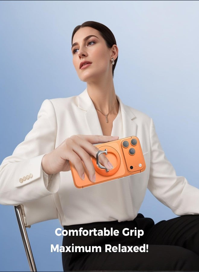 SUPERONE for iPhone 17 Magsafe Phone Grip, Adjustable Magnetic Phone Ring Holder Removable Phone Kickstand Compatible with Magsafe Accessories Only for iPhone 17 Pro Max 16 15 14 13 12 Series - Orange - Image 4