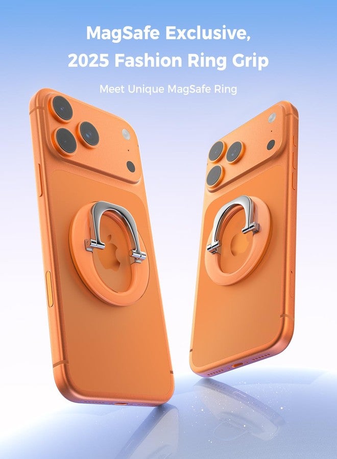 SUPERONE for iPhone 17 Magsafe Phone Grip, Adjustable Magnetic Phone Ring Holder Removable Phone Kickstand Compatible with Magsafe Accessories Only for iPhone 17 Pro Max 16 15 14 13 12 Series - Orange - Image 2