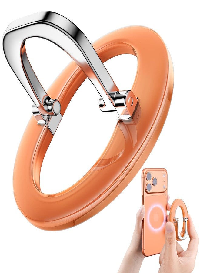 SUPERONE for iPhone 17 Magsafe Phone Grip, Adjustable Magnetic Phone Ring Holder Removable Phone Kickstand Compatible with Magsafe Accessories Only for iPhone 17 Pro Max 16 15 14 13 12 Series - Orange - Image 1