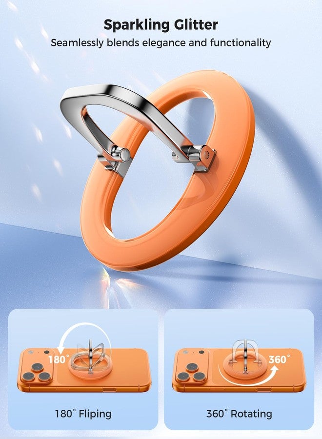 SUPERONE for iPhone 17 Magsafe Phone Grip, Adjustable Magnetic Phone Ring Holder Removable Phone Kickstand Compatible with Magsafe Accessories Only for iPhone 17 Pro Max 16 15 14 13 12 Series - Orange - Image 5