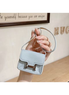Mini Handbag Headphone Protective Case For Apple Airpods Universal Second-Generation Third-Generation Pro Women's Leather Earphone Case-Color:Blue Gray-Applicable Models:Universal Airpods 1/2 Generation/3/pro/pro2