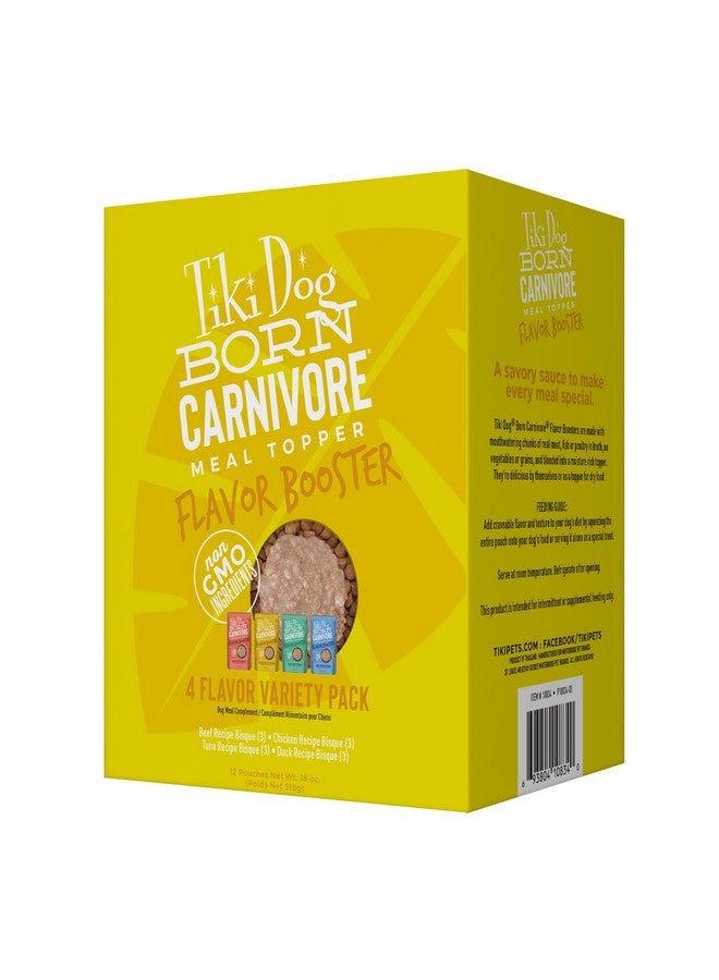 Tiki Dog Born Carnivore Flavor Booster, Variety Pack, Grain Free Wholesome Dog Food Additive, Meal Topper For All Dog Breeds And All Life Stages, 1.5 Oz Pouch, Pack Of 12 - Image 1