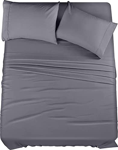 Utopia Bedding California King Sheet Set – 4 Piece Bed Sheets for Cal King Size Bed, Soft and Breathable Microfiber, Includes 1 Fitted Sheet, 1 Flat Sheet and 2 Pillowcases (Grey) - Image 1