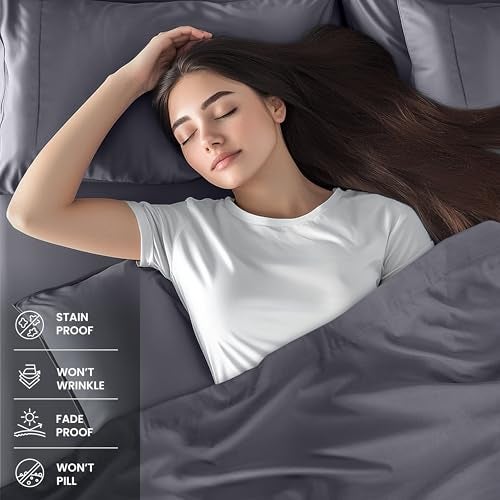 Utopia Bedding California King Sheet Set – 4 Piece Bed Sheets for Cal King Size Bed, Soft and Breathable Microfiber, Includes 1 Fitted Sheet, 1 Flat Sheet and 2 Pillowcases (Grey) - Image 4