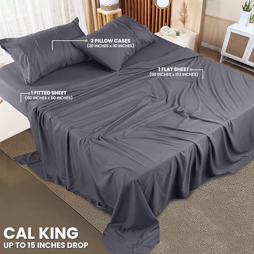 Utopia Bedding California King Sheet Set – 4 Piece Bed Sheets for Cal King Size Bed, Soft and Breathable Microfiber, Includes 1 Fitted Sheet, 1 Flat Sheet and 2 Pillowcases (Grey) - Image 2