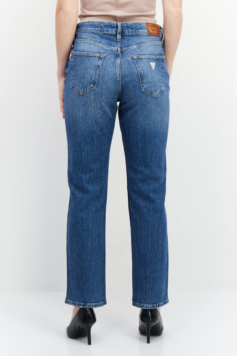 GUESS جينز نسائي بقصة مستقيمة قابل للتمدد، أزرق - Image 3