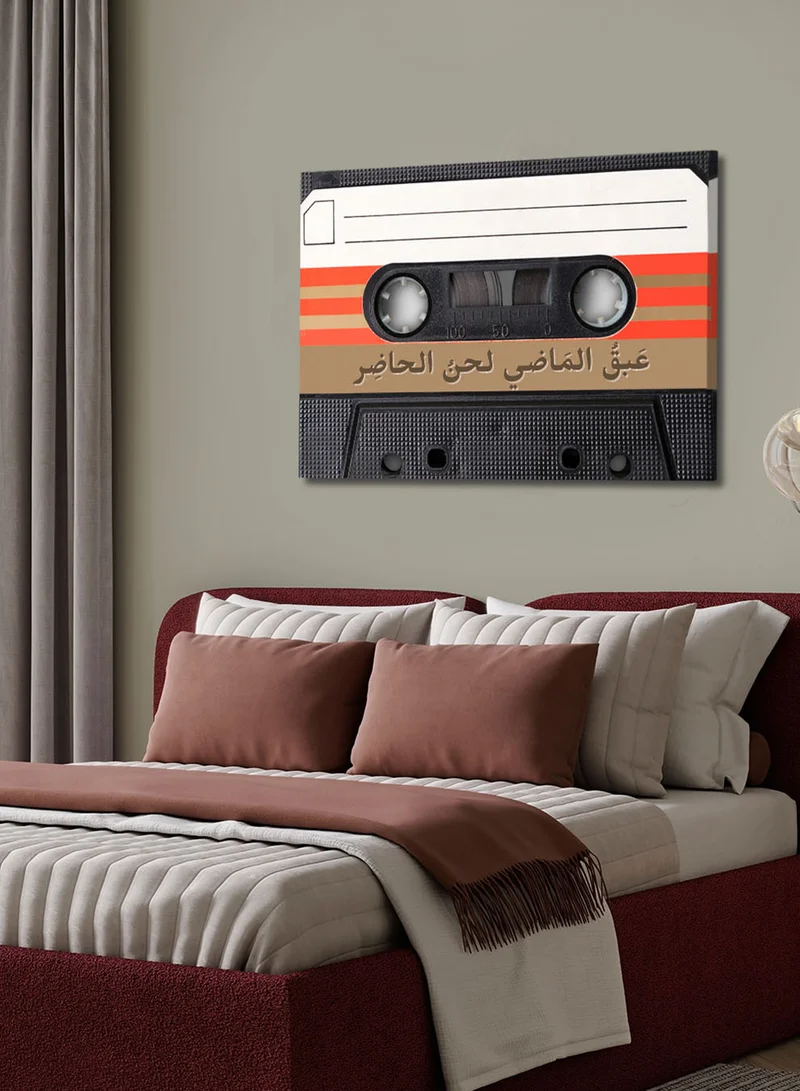 لوحة لوحة كانفاس على إطار خشبي بتصميم شريط كاسيت كلاسيكي