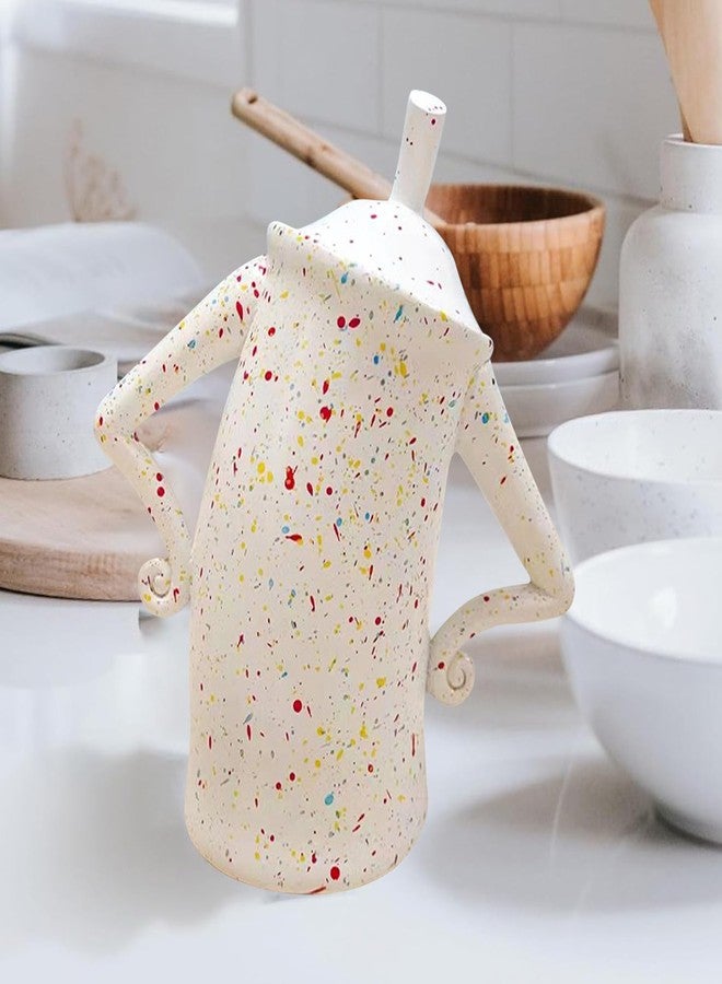 Sorandy Food Storage Jar With Attitude, Cute Coffee Bean Canister Desktop Ornament With Airtight Lid for Kitchen, Candy, Cookie, Rice, Sugar (White L) - Image 4