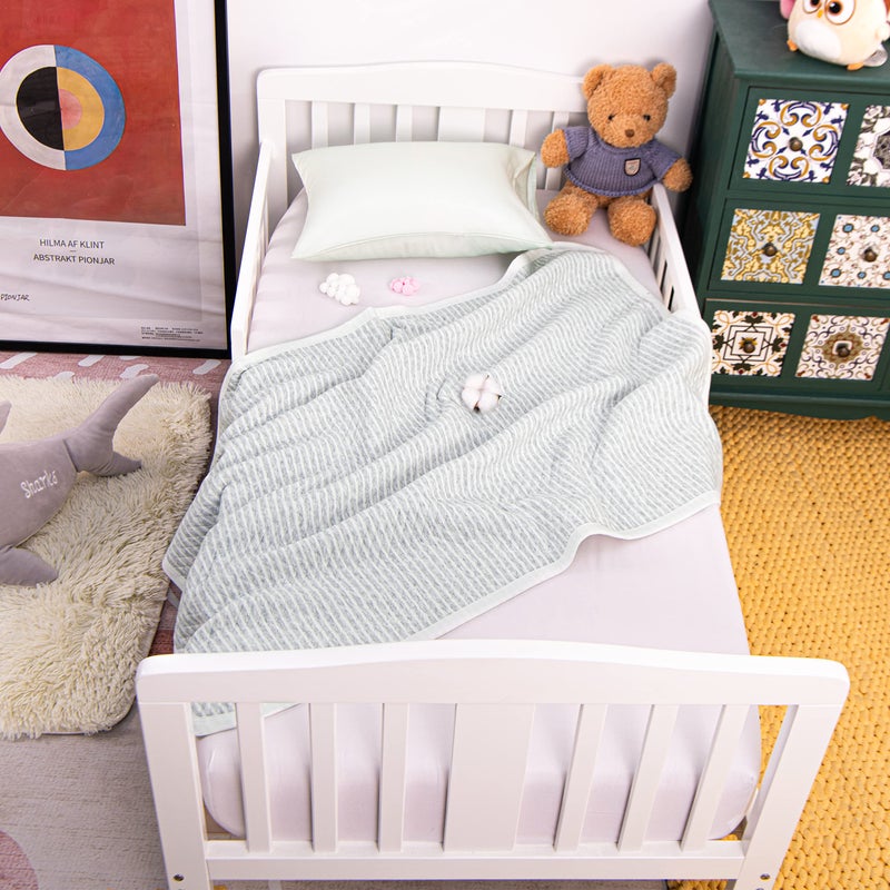 NTBAY Jersey Cotton Quilted Toddler Blanket, Breathable and Warm for Boys and Girls Baby Blanket, 30x40 Inches, Grey Wave - Image 5