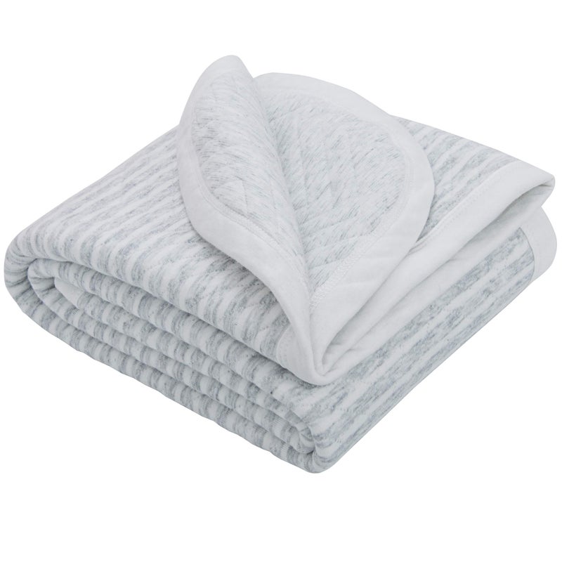 NTBAY Jersey Cotton Quilted Toddler Blanket, Breathable and Warm for Boys and Girls Baby Blanket, 30x40 Inches, Grey Wave - Image 1
