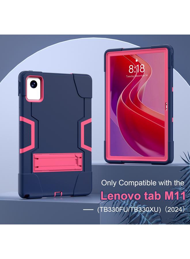 S-TOP Case For Lenovo Tab M11/ Xiaoxin Pad 11 2024 Contrast Color Silicone Hybrid PC Tablet Case with Holder - Image 5