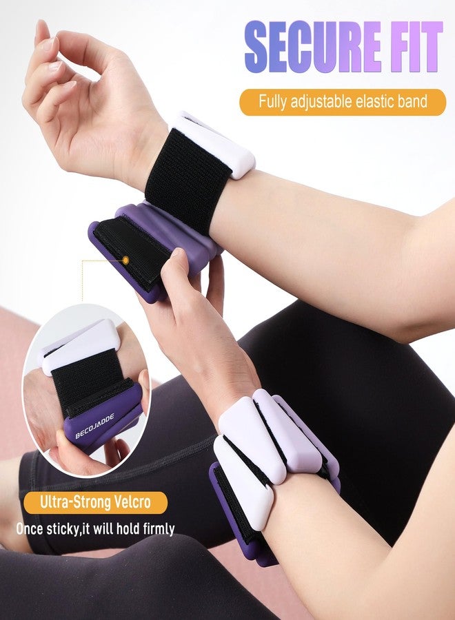 BECOJADDE Wrist Weights for Women At Home 1Lb Ankle Weights Set of 2 Adjustable Weighted Wristbands Arm Leg Weights for Women Men Suitable for Walking Swimming Running Pilates Yoga Gym, Purple - Image 4