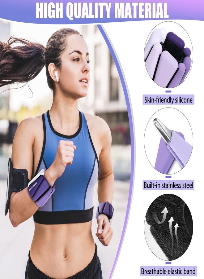 BECOJADDE Wrist Weights for Women At Home 1Lb Ankle Weights Set of 2 Adjustable Weighted Wristbands Arm Leg Weights for Women Men Suitable for Walking Swimming Running Pilates Yoga Gym, Purple - Image 5