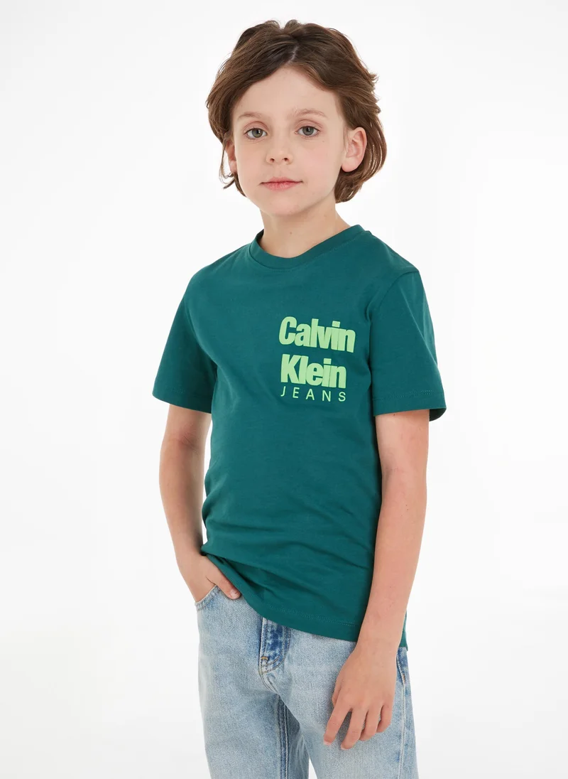 كالفن كلاين جينز تيشيرت بياقة دائرية للأطفال