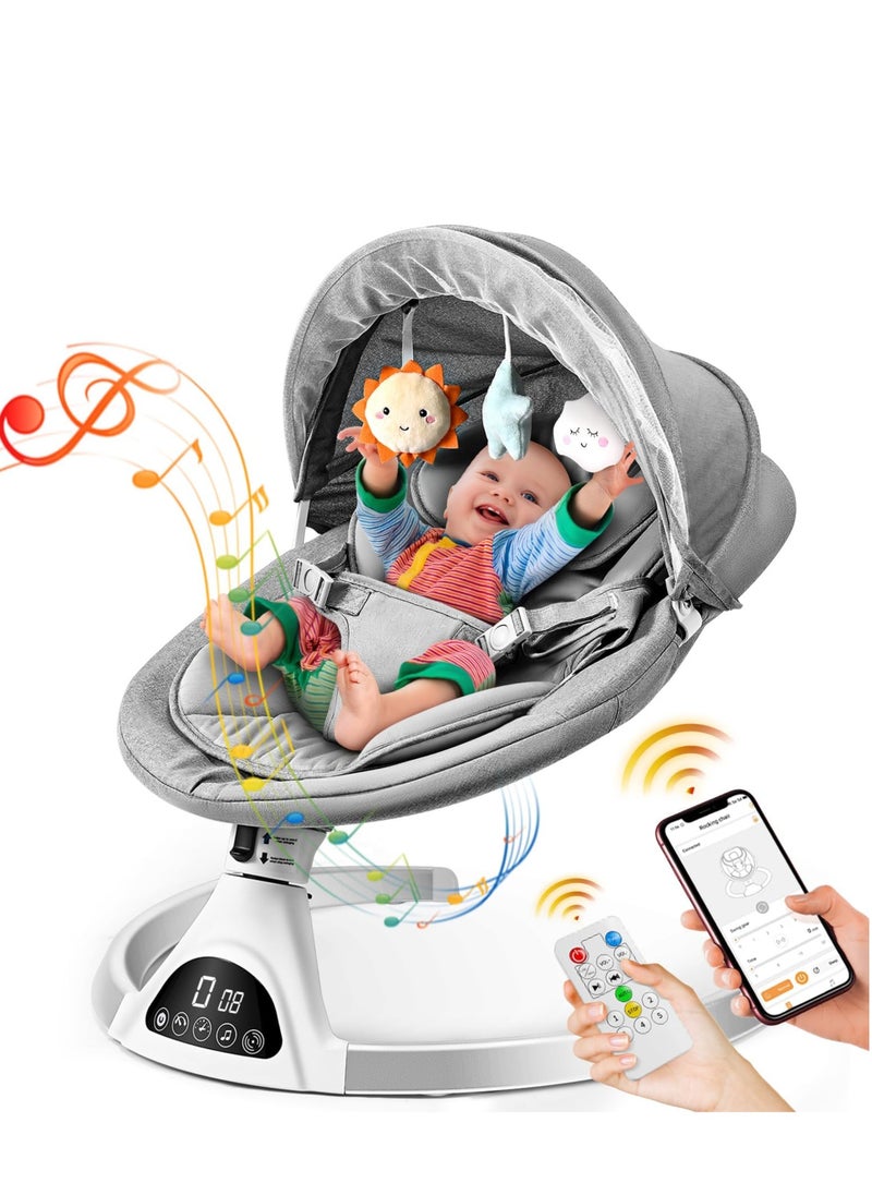 Baby Swings for Infants - Exclusive App & Bluetooth Electric Baby Swing, Smart Sensor&Timing, 5 Speeds, 12 Preset Lullabies and Back-Up Pillow, Portable Baby Swing for Indoor/Outdoor(Grey) - pzsku/Z0B863C91DED725DCDD97Z/45/_/1731462794/dd4016a1-cfb7-4dc9-9256-7bea58e5c30b