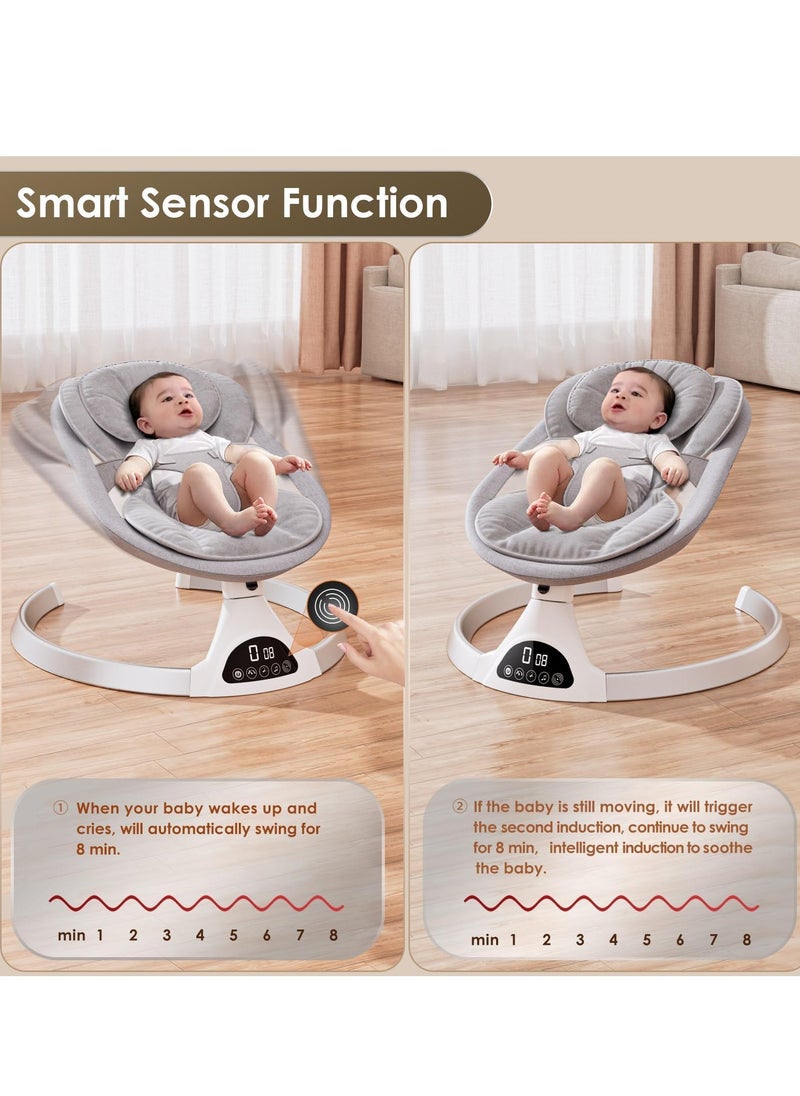 Baby Swings for Infants - Exclusive App & Bluetooth Electric Baby Swing, Smart Sensor&Timing, 5 Speeds, 12 Preset Lullabies and Back-Up Pillow, Portable Baby Swing for Indoor/Outdoor(Grey) - pzsku/Z0B863C91DED725DCDD97Z/45/_/1731462844/21759e26-61ac-4f07-b94b-81cd7e3b3304