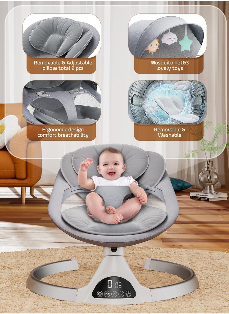 Baby Swings for Infants - Exclusive App & Bluetooth Electric Baby Swing, Smart Sensor&Timing, 5 Speeds, 12 Preset Lullabies and Back-Up Pillow, Portable Baby Swing for Indoor/Outdoor(Grey) - pzsku/Z0B863C91DED725DCDD97Z/45/_/1731462855/f33126d9-43ff-412d-b761-aef5a19ad162