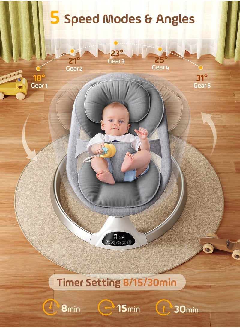 Baby Swings for Infants - Exclusive App & Bluetooth Electric Baby Swing, Smart Sensor&Timing, 5 Speeds, 12 Preset Lullabies and Back-Up Pillow, Portable Baby Swing for Indoor/Outdoor(Grey) - pzsku/Z0B863C91DED725DCDD97Z/45/_/1731462875/45100ba9-8ea3-400f-9b48-65f52fc404e7
