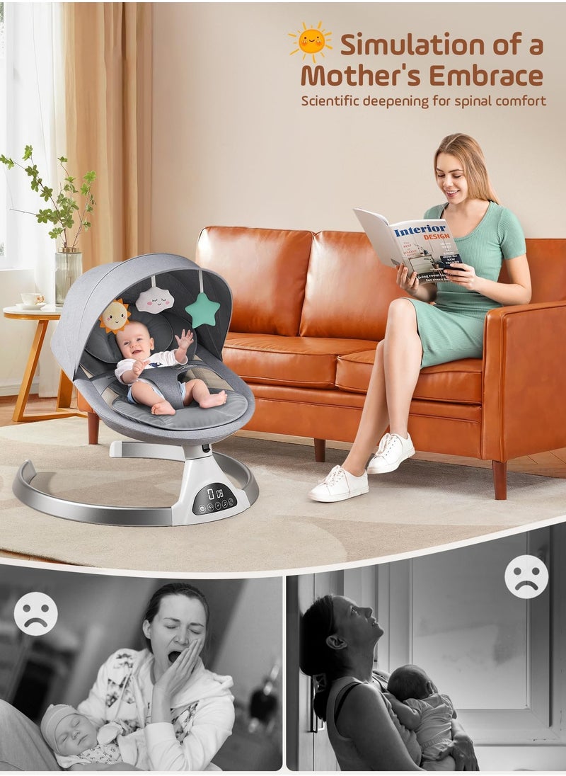 Baby Swings for Infants - Exclusive App & Bluetooth Electric Baby Swing, Smart Sensor&Timing, 5 Speeds, 12 Preset Lullabies and Back-Up Pillow, Portable Baby Swing for Indoor/Outdoor(Grey) - pzsku/Z0B863C91DED725DCDD97Z/45/_/1731462877/eeb2c18d-b38b-4cb3-b814-ed979289cd5d