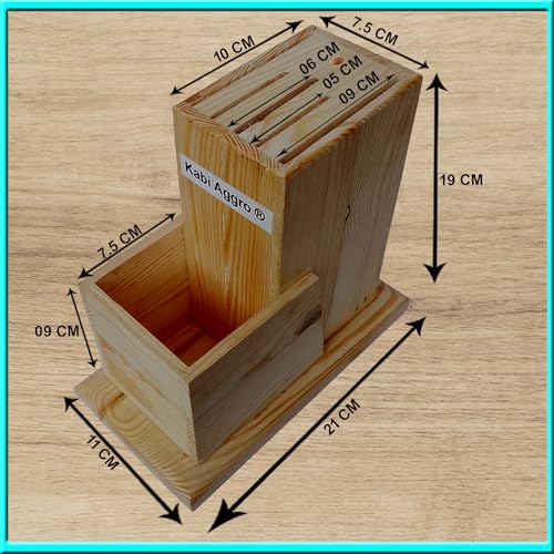 Kabi Aggro Knife Holder Stand Wooden Empty Cutlery Holder Case Kitchen Tool Set (Wooden, Knife, Brush, Cutter) - Image 2