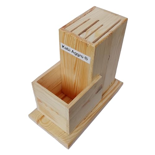 Kabi Aggro Knife Holder Stand Wooden Empty Cutlery Holder Case Kitchen Tool Set (Wooden, Knife, Brush, Cutter) - Image 1