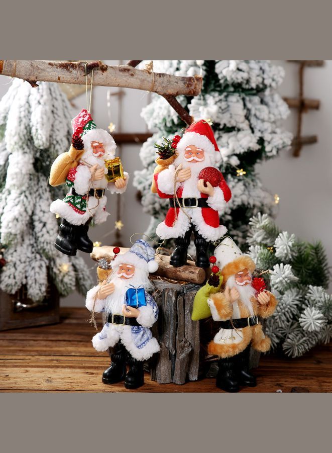 Christmas Decorations Resin Santa Claus Standing Posture Ornaments Doll Pendant Beige  - Image 5