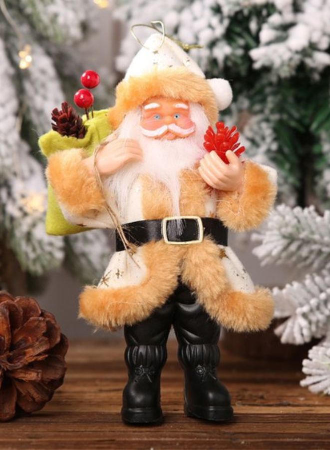 Christmas Decorations Resin Santa Claus Standing Posture Ornaments Doll Pendant Beige  - Image 2
