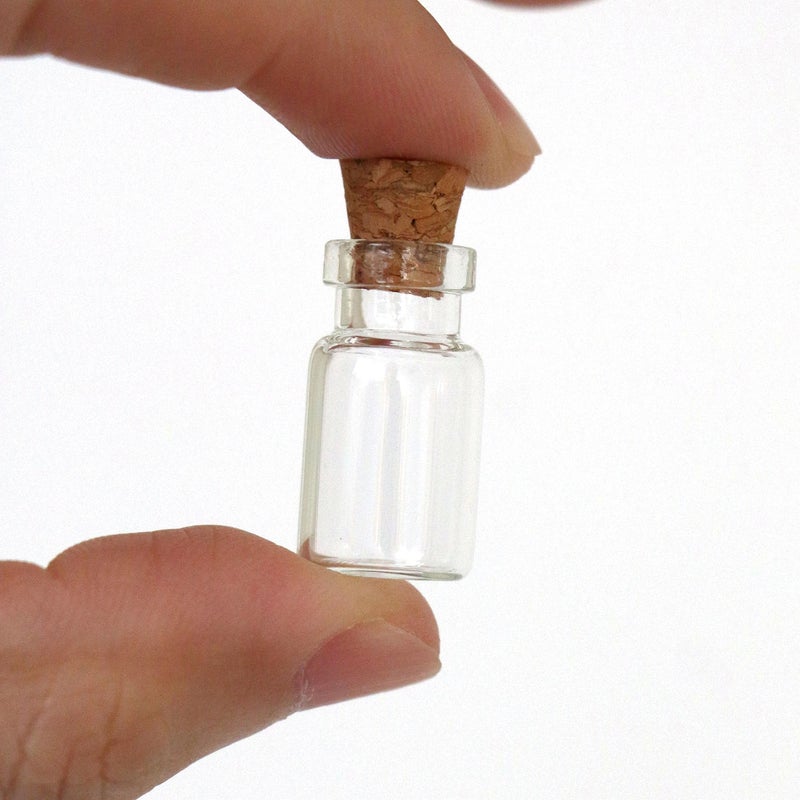 MaxMau 100pcs 1ml Small Mini Glass Bottles Jars with Cork Stoppers Tiny Vials for DIY Art Crafts Wedding Favors - Image 4