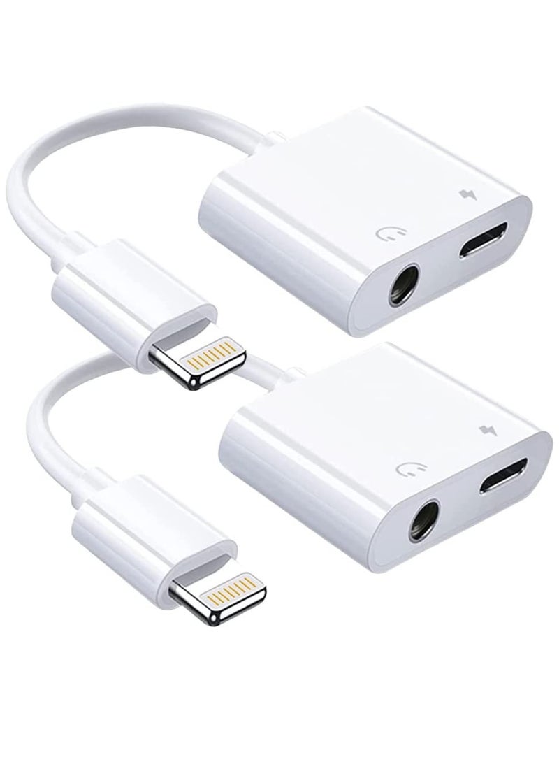 ELTRAZONE iPhone Headphones Adapter & Splitter, Lightning Adapter 3.5mm Dongle Charger 2 in 1 Dual Cable Aux Audio Adapter Compatible with iPhone 14/ 14 Pro Max/ 13 Pro Max/12 Pro/11/SE/X/XR/XS/SE/8/7/6 - Image 1